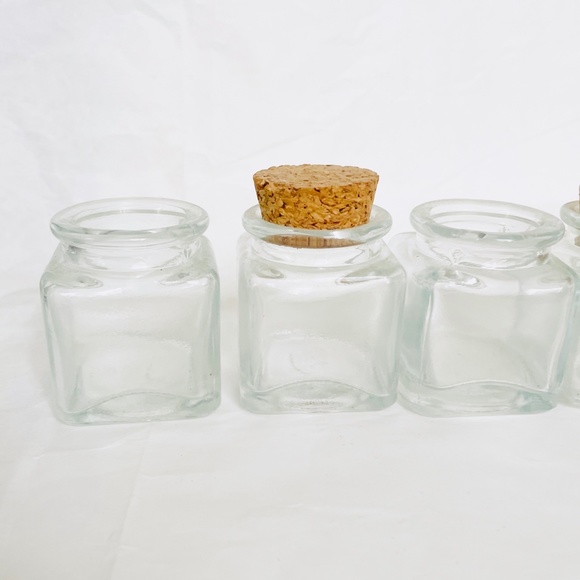 Set/Lot of 5 Pcs Vtg Apothecary / Spice Glass Jars With Stoppers - Picture 2 of 6